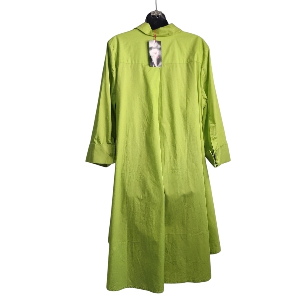 Midnight Velvet Shirt Dress Womens Green Button Up Hi Low Shirt Dress Sz XL NWT - Picture 4 of 11